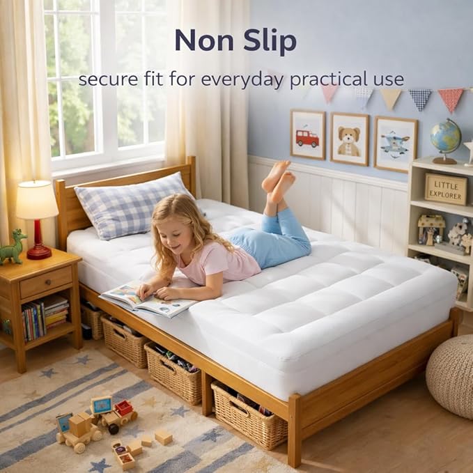 ELEMUSE 3 Inch Twin Size Dual Layer Memory Foam Mattress Topper, Extra Support Cooling Gel Foam & Soft Pillowtop Pad,Pressure Relief Bed Topper for Kids, Guest Room & Bunk Bed