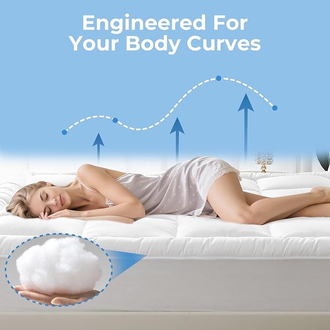 YUGYVOB Twin Mattress Topper - 600GSM Extra Thick Cooling & Breathable Mattress Pad with Deep Pocket 8"-21" & Soft Down Alternative Filling, White