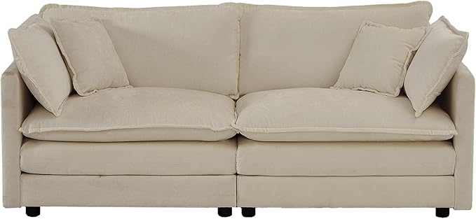 ERYE 2 PCS Oversized Living Room Sofa Sets Include Two Spacious Loveseats for 4-6 Persons, Modern Deep Seat Modular Cushions Sofa&Couch w/8 Pillows for Home,Apartment,Office, 76.7", Beige/2PCS