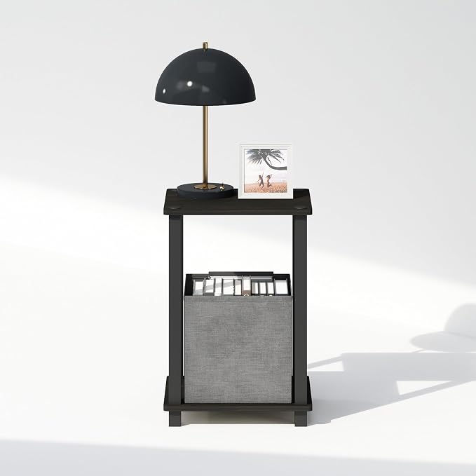 Furinno Simplistic Compact Bedside Table, Nightstand, Espresso/Black (Pack of 2) - Image 6
