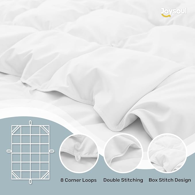 Joysoul Goose Feathers Fiber Comforter - Lightweight Ultra Soft Fabric Cover Breathable White Down Feather Fill, Twin Size Duvet Insert (68" X 88")