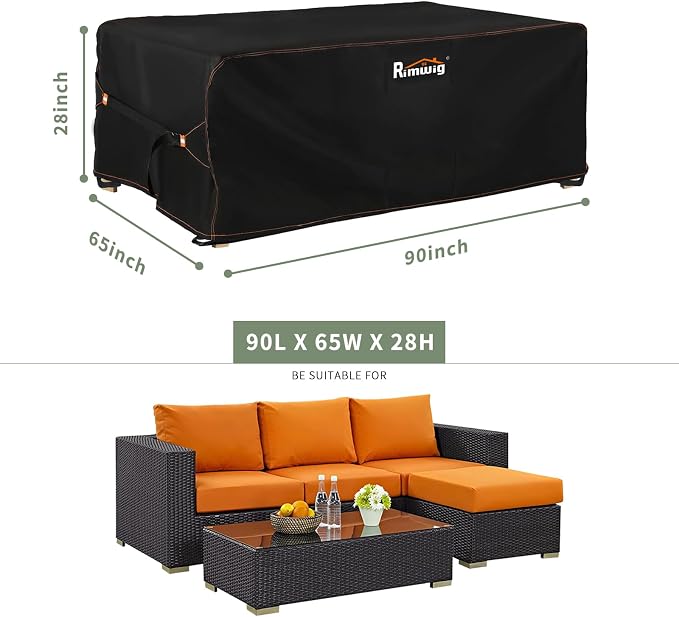 Patio Furniture Set Covers Waterproof, Outdoor furniture covers waterproof clearance, Sectional Sofa Couch Set Covers for Winter,Table Chair Cover Outside Rectangular Heavy Duty 90"Lx65"Wx28"H - Image 2