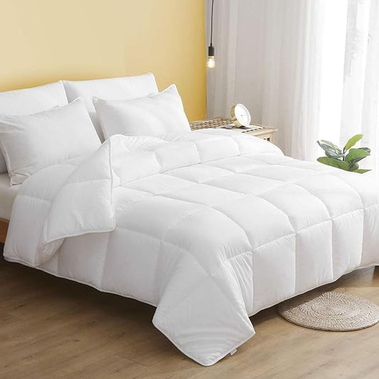 DWR 100% Cotton Fabric Covered Down Alternative Comforter| Lightweight, Twin (68x88)