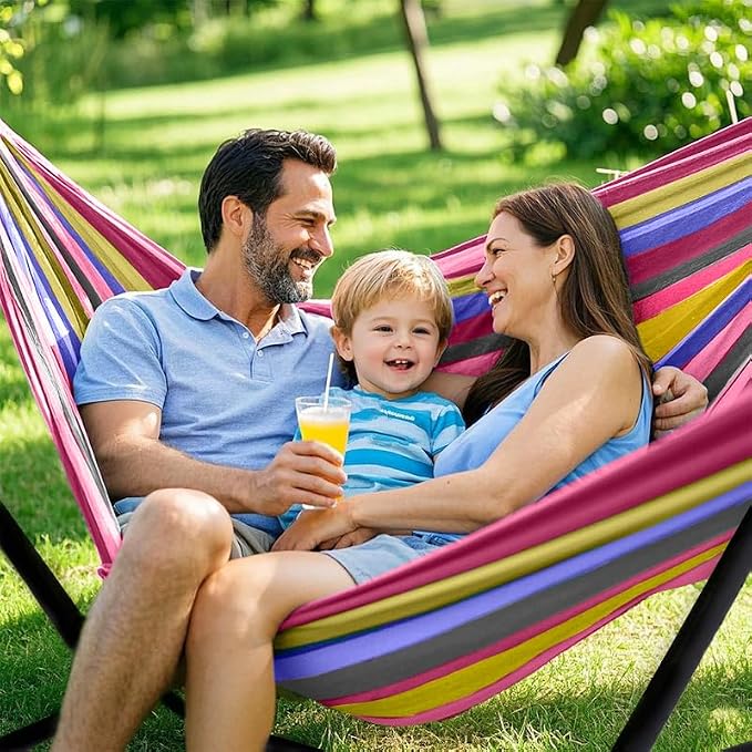 ANAGOO Double Hammock, Heavy Duty Portable, 500 lb Weight Capacity, Perfect for Both Indoors and Outdoors, 2 Person Hammock with Carrying Bag, Wide Red - Image 3