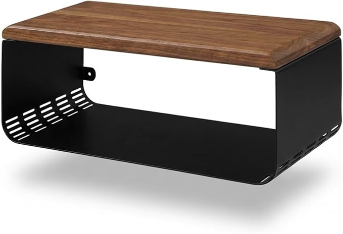 Floating Nightstand with Walnut Top | Modern Bedroom Decor | Minimalist Wall-Mounted Bedside Nightstand | Wall Mounted Shelf | Obsidian Oasis: Bold Black by UltimatePremiumProducts