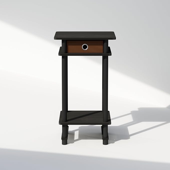 Furinno Turn-N-Tube Tall Nightstand with Bin, 1-Pack, Plastic Poles, Espresso/Brown - Image 8