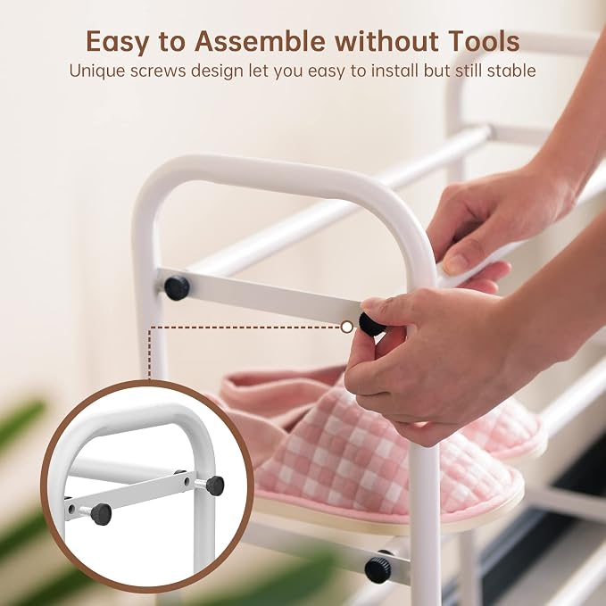 Gonfoam 4-Tier Expandable Shoe Rack,Adjustable Shoe Shelf Storage Organizer Heavy Duty Metal Free Standing Shoe Rack for Entryway Closet Doorway (White) - Image 3