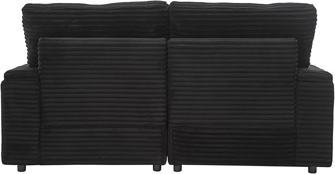 Modular Sectional Sofa Convertible Loveseat Couch,2-Seater Deep Seat Loveseat Sofas Fluffy Corduroy Cloud Couches with Movable Ottoman, Storage Armrest,USB Ports, Cup Holders