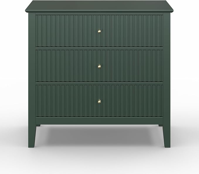 May in Color Large Green 3 Drawer Dresser, Painted 30 Inch Tall Wood Nightstand with Storage, Wide Modern Chest of Drawers with Ball Bearing Slide for Bedroom Hallway Living Room Entryway Office - Image 9