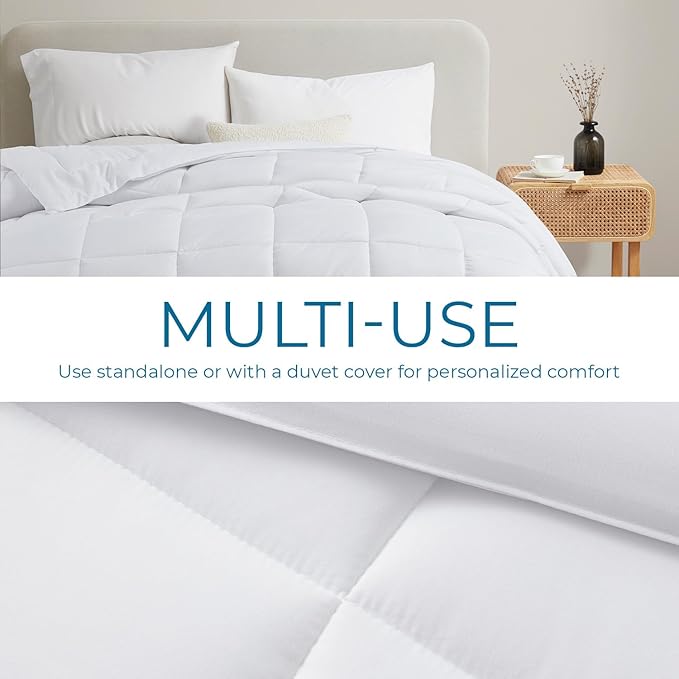Nestl Quilted Down Alternative Comforter - King Size All Season White Duvet Insert with Corner Tabs