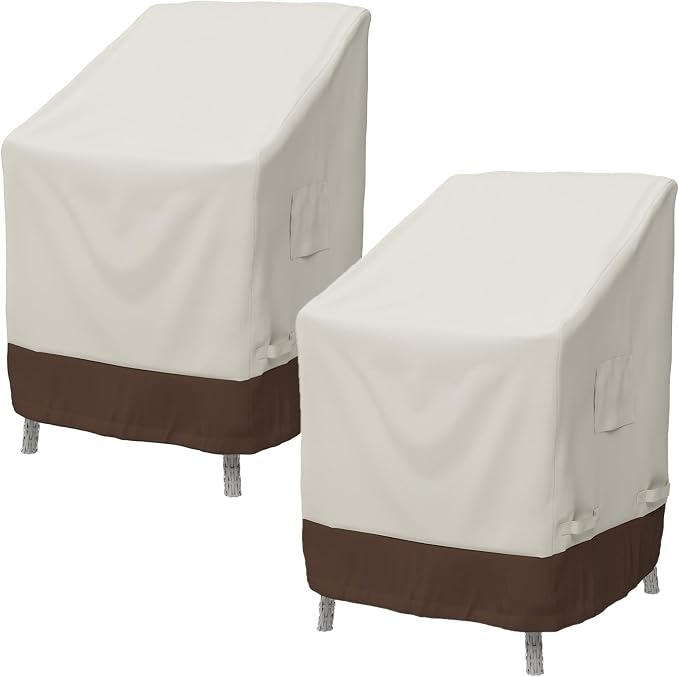 Amazon Basics Outdoor Patio Chair Covers, Waterproof, Anti-UV, Weather Resistant, Durable, Set of 2, Beige/Tan by AmazonBasics