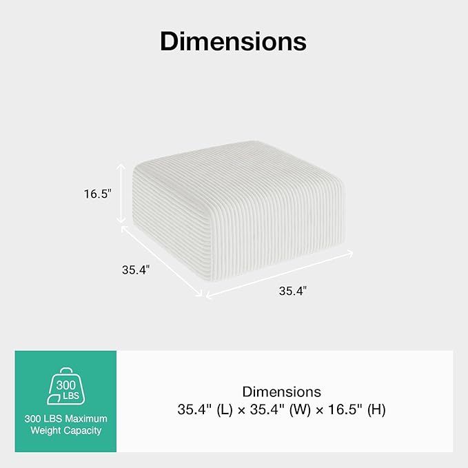 Novilla Modular Sectional Sofa, Modern Cloud Sectional Couch with Smarts Coil® Support, Upholstered Boneless Couch for Living Room Apartments Bedroom, No Assembly Required, Beige (Ottoman)