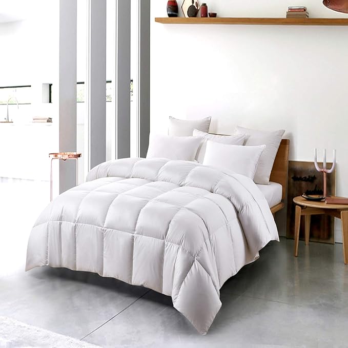 Serta Down Fiber Comforter Twin Size-Extra Warmth Duvet Insert, Luxury Fluffy Bed Comforter 100% Cotton 300 Thread Count Shell, Down Feather Fiber 500 Fill Power with Corner Taps, White 68x90inch