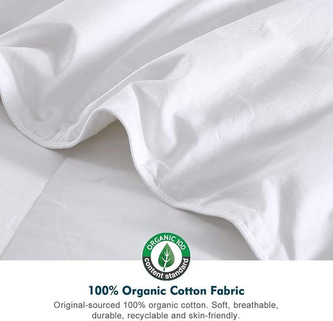 Feathers Down Comforter Queen - 100% Organic Cotton Cover, Medium Warm All Seasons Duvet Insert or Stand-Alone Comforter (90x90, Ivory White)