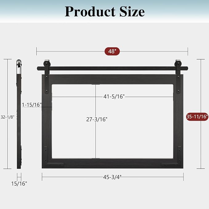Farmhouse Bathroom Mirror, 48x36 Inch Black Vanity Mirror for Wall, Wood Framed Rustic Mirror Rectangular Wall Decor Mirrors for Entryway Living Room Bedroom - Image 6