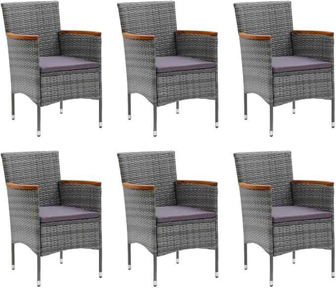7 Piece Patio Dining Set with Cushions, Front Porch Furniture Outdoor Sofa Sets Sectional Sofa Porch Furniture Set for Negotiation Area Poolside Exhibition Piazza Poly Rattan Gray