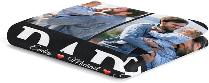 Printwoo Fathers Day Personalized Gifts for Dad from Daughter Son Gifts for Dad Custom Blankets with Photo, Personalized Photo Blankets Customized Blanket with Picture