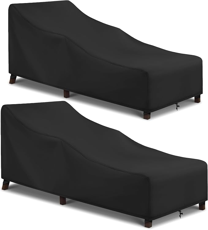 Arcedo Outdoor Lounge Chair Covers 2 Pack, Waterproof Patio Chaise Lounge Cover for Outdoor Furniture and Outside Stackable Cushions, 76" x 32" x 32" H, Black by ARCEDO