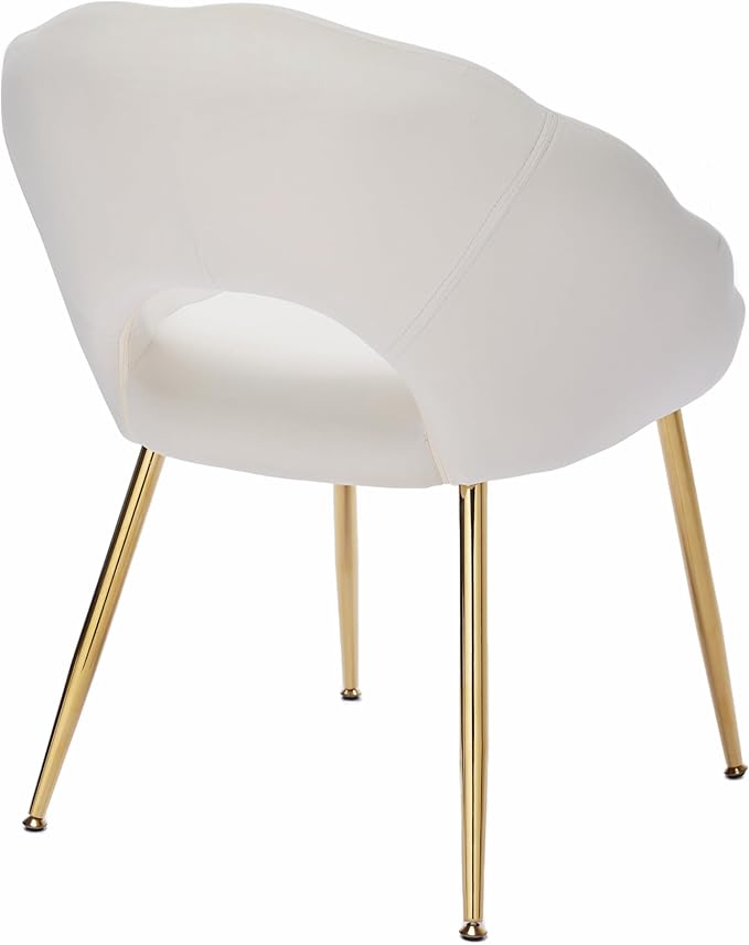 Modern Vanity Chair, Living Room Chair with Gold Metal Legs,Velvet Dining Chair, Comfy Accent Chair for Makeup Room, Waiting Room, Dressing Room, Bedroom, Dining Room, Home Office (2, Beige)