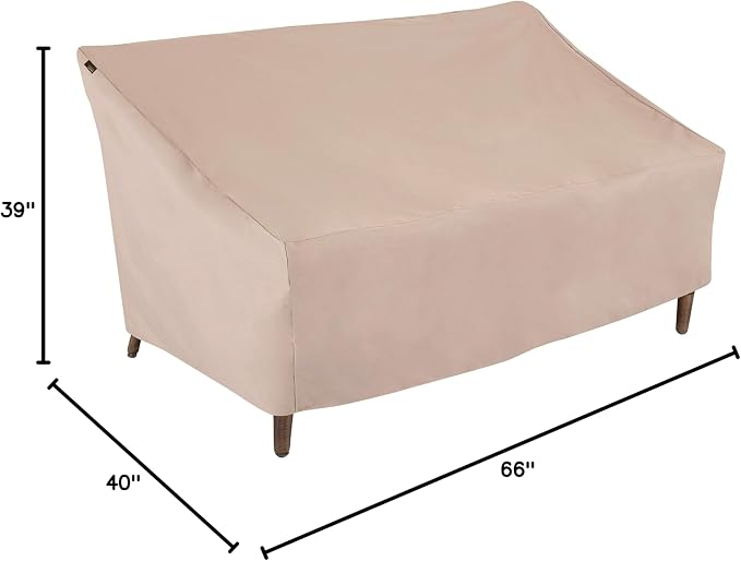 Modern Leisure Chalet Patio Loveseat Cover - Weather-Resistant Fabric - Outdoor Furniture Protection Perfect for Patio, Deck, and Porch - 66" L x 40" W x 39" H - Beige - 1-Pack - Image 9