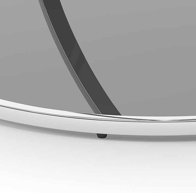 32" Tempered Glass Round Coffee Table Modern Chrome Frame Dome Base Two Tiers Circle Living Room Center Tables