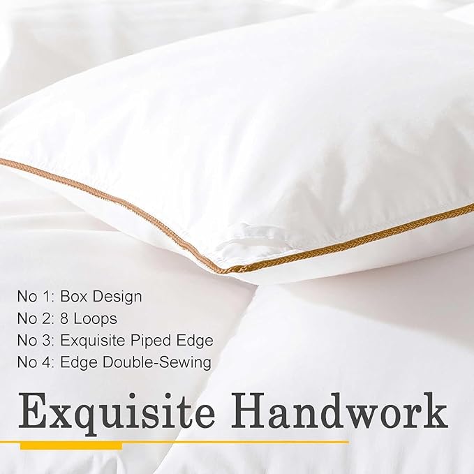 Down Comforter King Size – All Season Medium Weight Fluffy White Duvet Insert, Warm Feather Bedding, Soft 100% Cotton Cover, 90x106 Inch