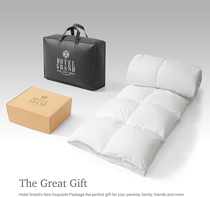 Hotel Grand White Goose Down Fiber Comforter King Size - Luxury Hotel Collection Comforter Lightweight King Duvet Insert - 2.5cm Breathable Panel for Summer and Hot Sleeper, 106" x 90"
