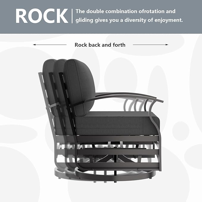 Aluminum Patio Furniture Set with Fire Pit Table, 7 Seats Outdoor Patio Conversation Sets with Swivel Chair Modern Metal Sectional Sofa with Upgrade Cushions for Patio, Backyard