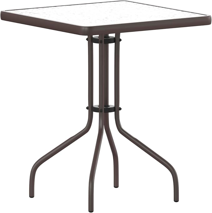 Flash Furniture Barker 23.5'' Square Indoor/Outdoor Tempered Glass Metal Frame Side Table, Bronze by FlashFurniture