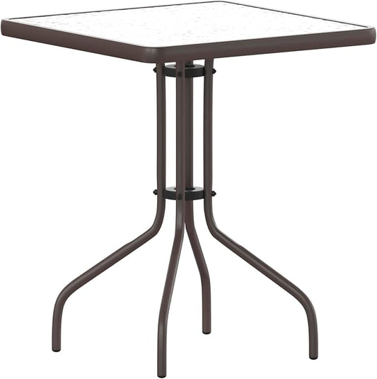 Flash Furniture Barker 23.5'' Square Indoor/Outdoor Tempered Glass Metal Frame Side Table, Bronze by FlashFurniture