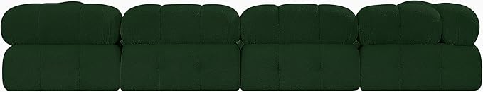 Meridian Furniture 611Green-S136A Ames Collection Modern | Contemporary Modular Sofa with Rich Green Boucle Fabric, Modular to Create Infinite Configurations, 136" W x 34" D x 28" H, Green