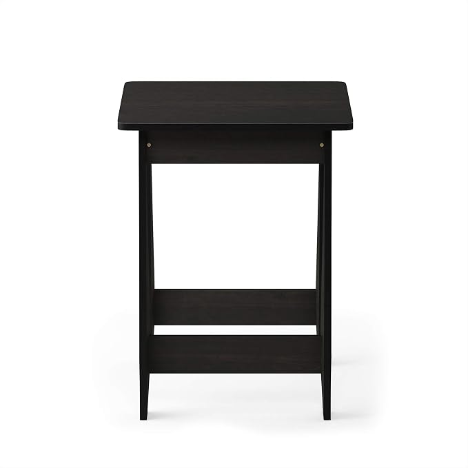 Furinno BEGINNING Side Table, Square Modern End Table with H-Legs, Night Stand, Bedside Table, Soft Edges, Easy Assembly, for Living Room, Bedroom, Espresso - Image 4