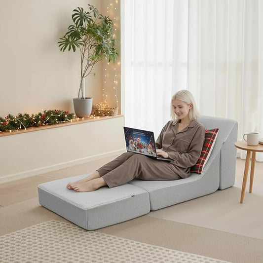 Folding Sofa Bed, Convertible Chair Bed Sleeper for Adults, Memory Foam Futon with Washable Cover, Single Fold Out Couch for Living Room Bedroom Office Dorm, Classic Checkered
