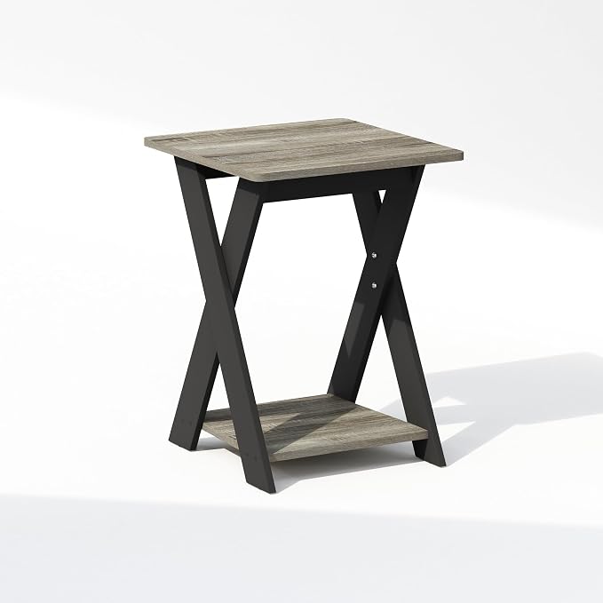 Furinno TIDUR Night Stand, Open Shelf Design X-Legs Nightstand, Criss-Crossed Bedside Table, End Table, Side Table, for Bedroom, Closet, Dorm, French Oak - Image 5