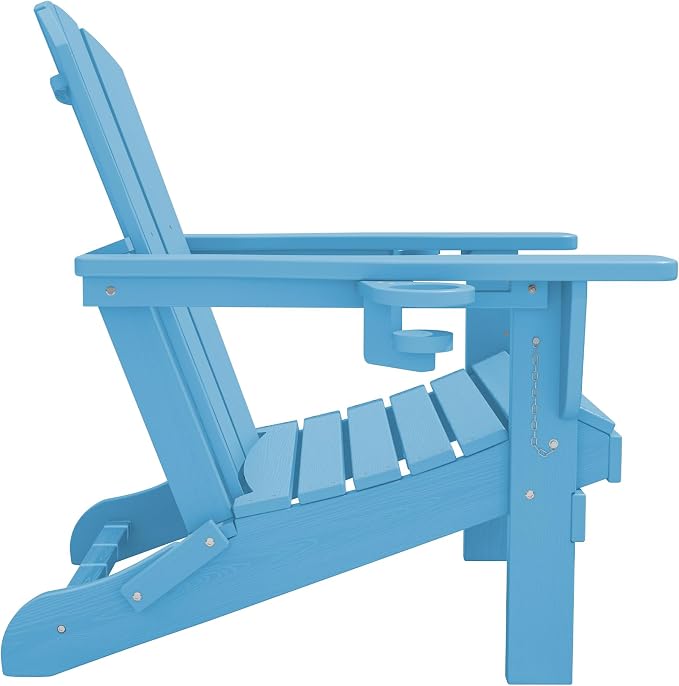 SERWALL Adirondack Chair with Cup Holders - Composite Adirondack Chairs HDPE Outdoor Chairs All Weather Use- Light Blue - Image 12