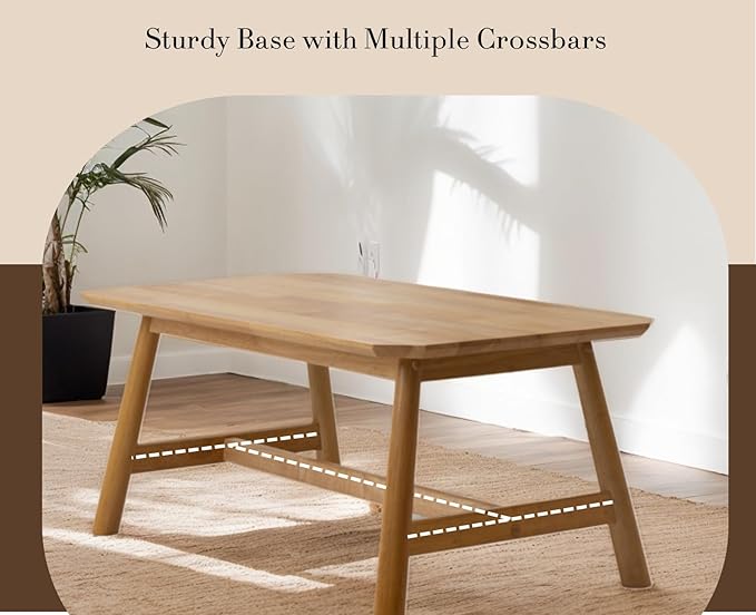 CIMOTA Coffee Table, Mid-Century Modern Rectangular Center Table, Solid Natural Wood Tea Table for Living Room, Light Wood Finish, 35.5" x 20"
