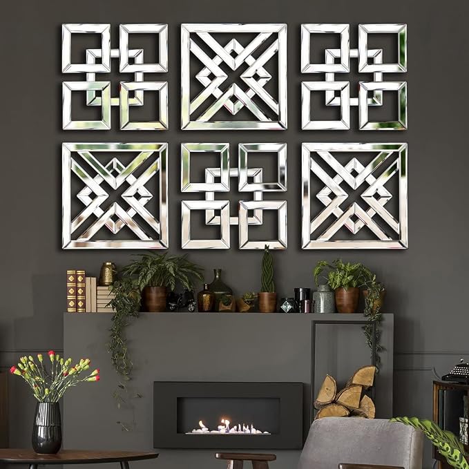 QMDECOR Decor Mirror Size 12x12 inches Square Mirrored Silver Wall Decorative Mirror with Beveled Edge Modern Fashionable Wall-Mounted Mirrors - Image 4