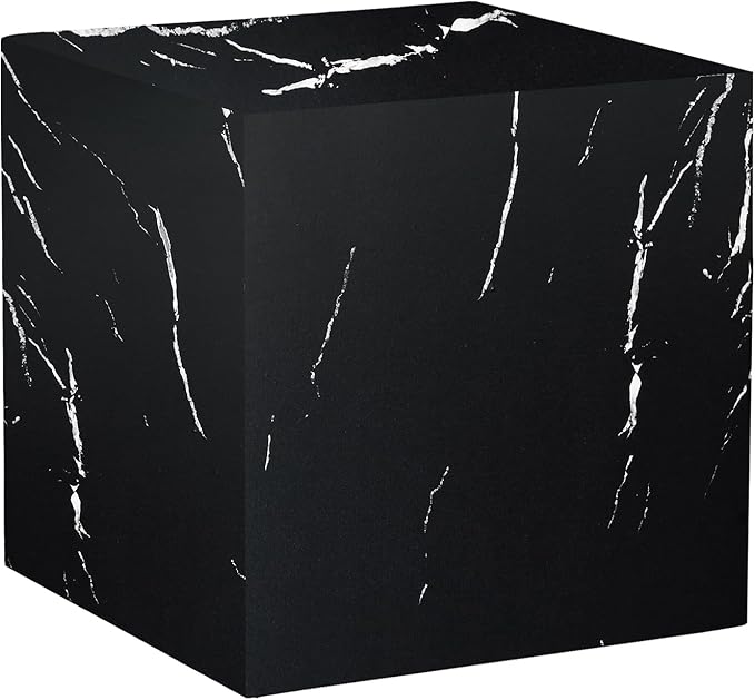Cube End Table Wood Grain, Modern Side Table for Living Room, MDF Wooden Nightstand Sofa Table for Home, No Assembly