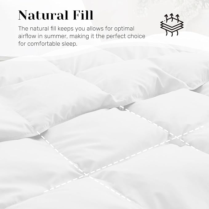 Joysoul Goose Feathers Fiber Comforter - Lightweight Ultra Soft Fabric Cover Breathable White Down Feather Fill, California King Size Duvet Insert (108" X 94")