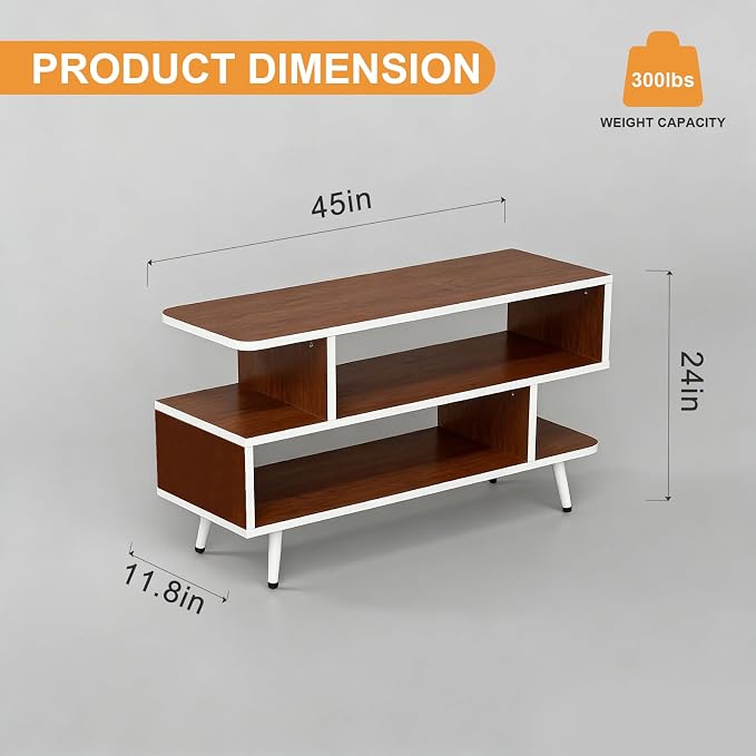 Lightdot TV Stand for TVs up to 45'', Modern Entertainment Center with 3 Storage Open Large Capacity for Collection, Media Console Table for Living Room/Entrance/Sofa Cabinet,Easy Assembly-Red Walnut - Image 3