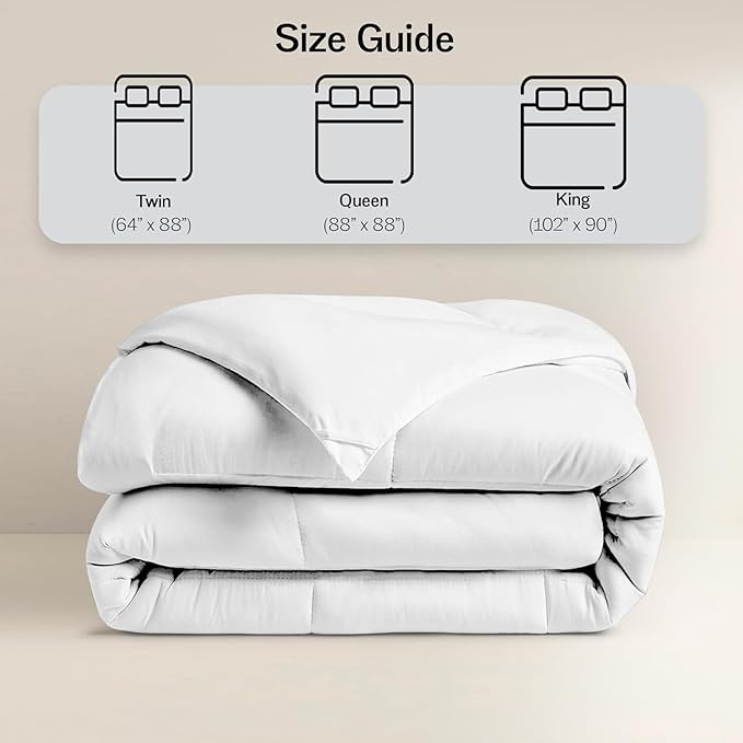 LUX Décor Twin Comforter – 92x68 Ultra-Soft Down Alternative Duvet Insert with Corner Tabs & Box Stitching, Hotel Quality Plush Microfiber Bedding, Oeko-TEX Certified - White