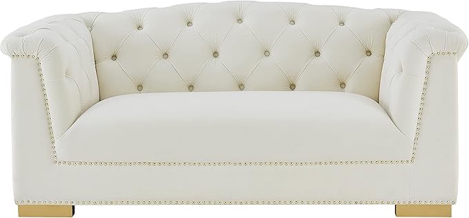Tov Furniture Farah Velvet Loveseat (Cream)