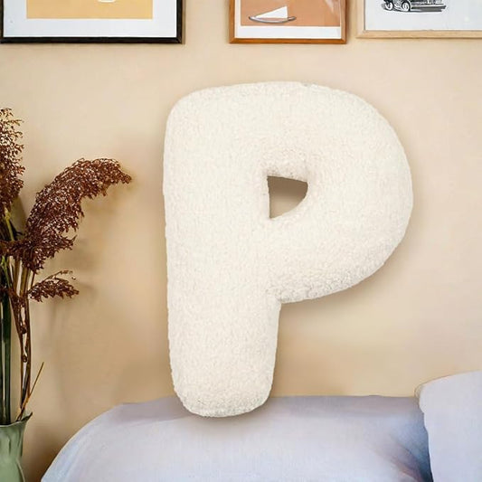 Letter Plush Pillow, Hugging Throw Pillows, Decorative Initial Shaped Pillows for Bed Couch, English Alphabet A to Z for Sofa Bedroom Living Room Decor (P)