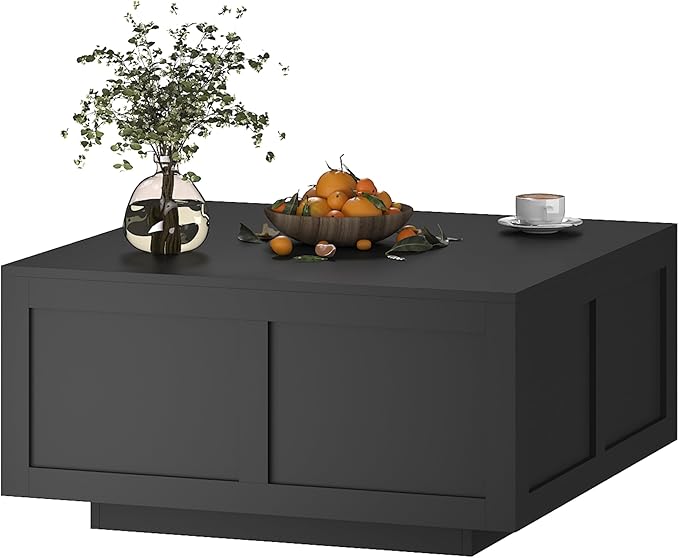 Lift Top Coffee Table with Storage, 31.5" Square Black Coffee Table with Large Hidden Storage, Wood Living Room Table Center Table for Living Room Dining Reception Room
