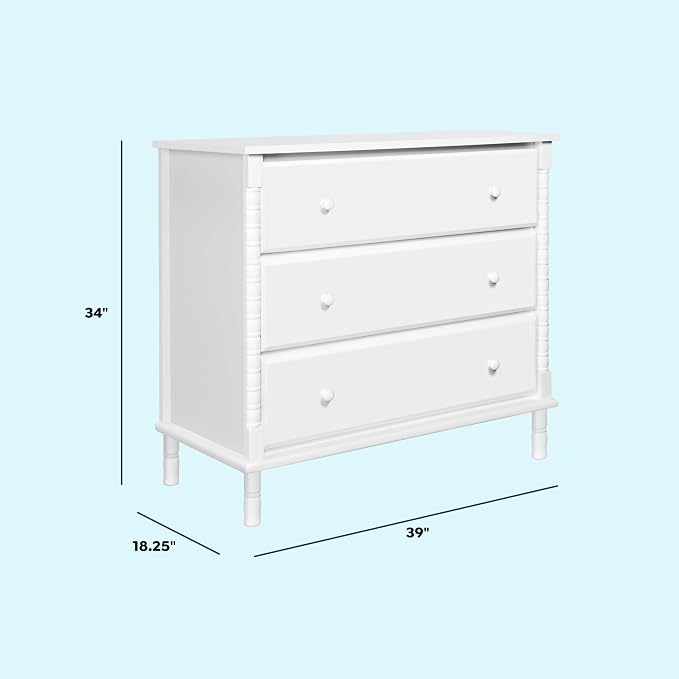 Davinci Jenny Lind Spindle 3-Drawer Dresser in White - Image 3