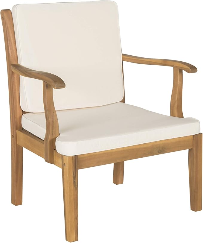Safavieh Outdoor Living Collection Bradbury 4-Piece Outdoor Living Set, Natural/Beige, Chair: 25.6" x 24.8" x 31.9" Bench: 48.4" x 24.8"
