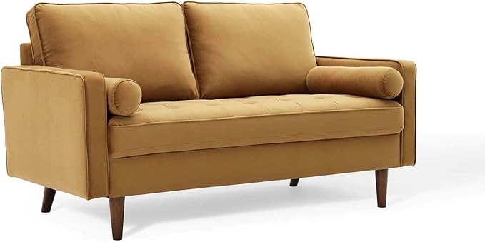 Modway Valour Performance Velvet Loveseat, Cognac Valour Performance Velvet Loveseat