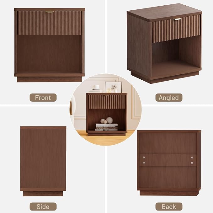 Night Stand, Nightstand with Drawers Bedside Table End Table, Modern Fluted Nightstand Bed Side Table for Bedroom Living Room Home Office - Image 7