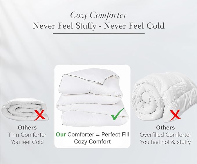 California Design Den Luxury Twin/Twin XL Down Alternative Comforter - Cozy Down Alternative Duvet Insert, Quilted Extra Fluffy, Soft, and Cooling, Machine Washable with Corner Tabs - White