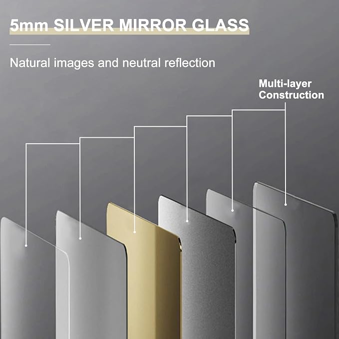 YOSHOOT Hand-Made Wooden Spliced Wall Mirror for Bathroom, Rustic Farmhouse Vanity Mirror, Décor Wall Art, Solid Wood Frame, Vertical or Horizontal Hanging, 60" x 36", Black - Image 6